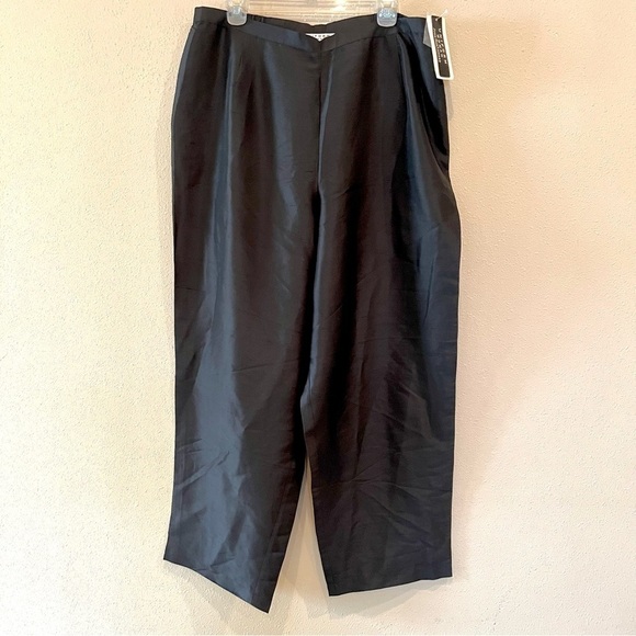 NWT PLUS John PaulRichard Uniform 100% silk black slacks dress pant women 1X - Picture 1 of 9